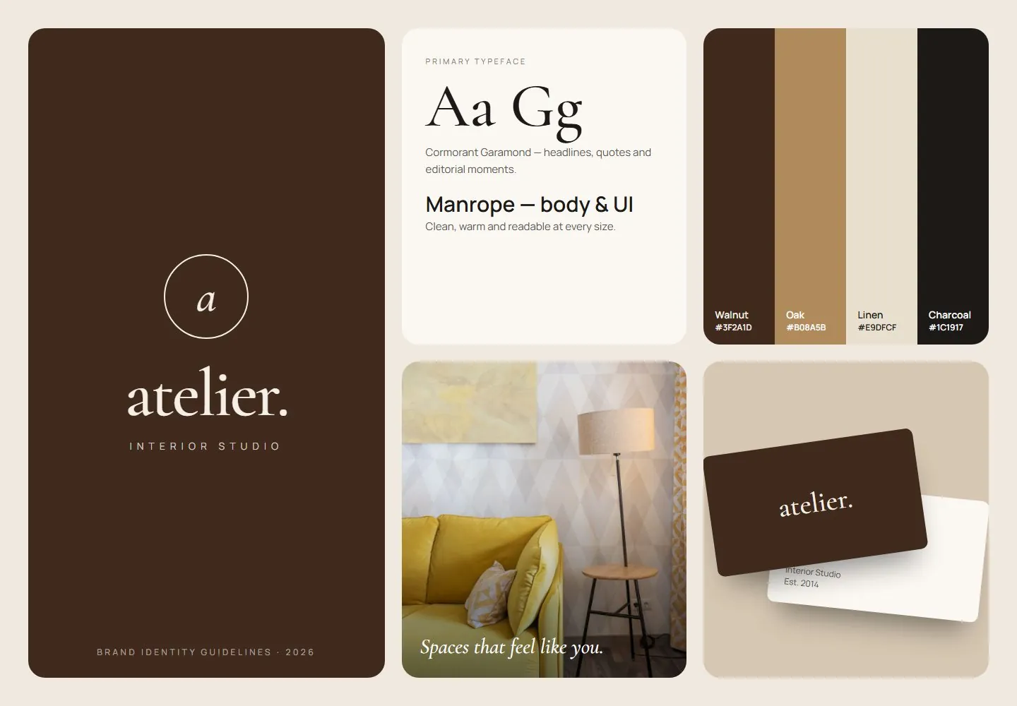 Atelier Interior Studio brand identity board