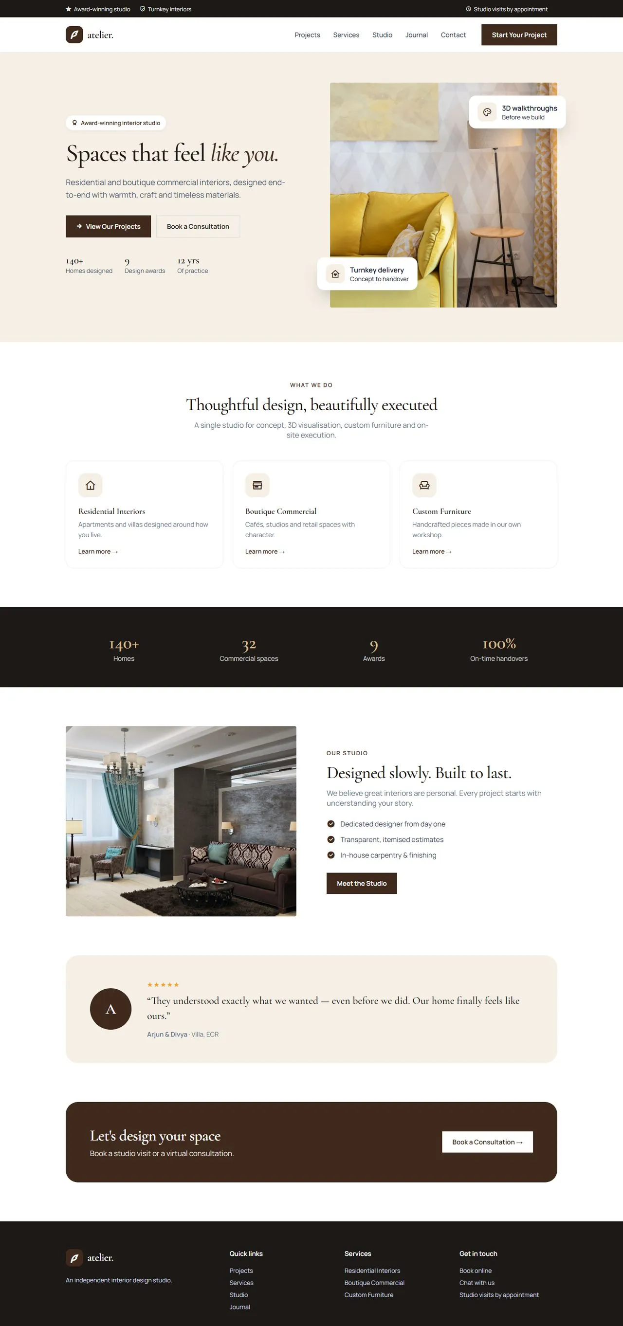 Atelier Interior Studio full desktop page