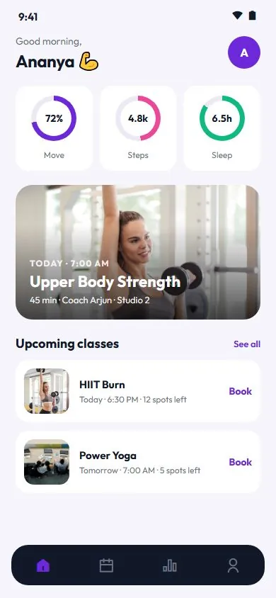FitPulse Fitness App website on mobile