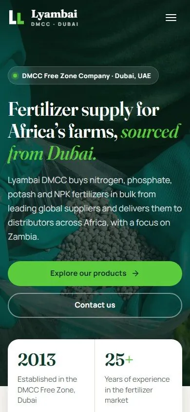 Lyambai DMCC website on mobile