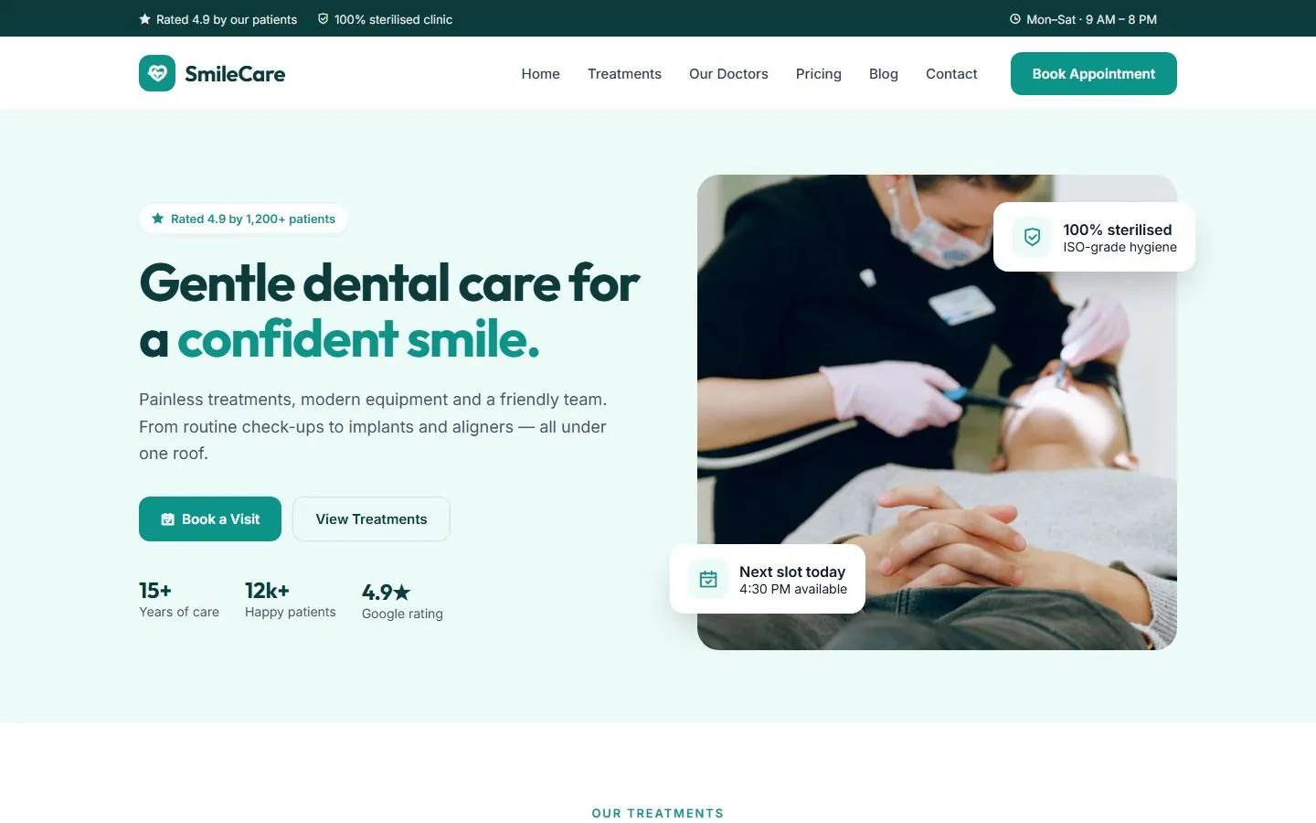 SmileCare Dental Clinic website screenshot