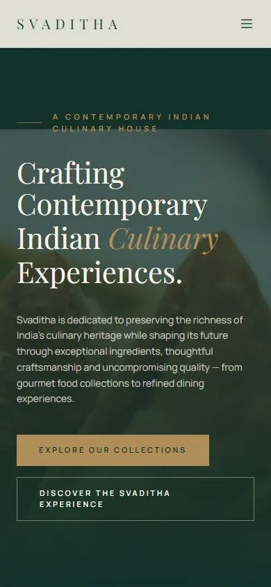 Svaditha website on mobile